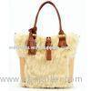 Real Leather Exquisite Single Strap Handbags Preppy , Cream-Colored