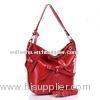 Red Rectangle Single Strap Handbags With A Bow , Zipper Closure