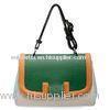 Green Single Strap Handbags With Buckle , Small Leather Tote Bags