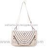 Stylish Travel Leather Totes Handbags White With Studs , Single Strap