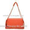 Watermelon Red Mini Leather Totes Handbags Lattice , Adjustable Strap