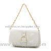 Ostrich Genuine Leather Totes Handbags White With Metal Chain Strap