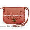 Single Strap Leather Totes Handbags Ladies For Work , Dark Red