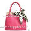 Real Leather Pink Tote Handbags Elegant , Zipper Closure , Animal Print
