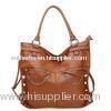 Vintage Ladies Cross Shoulder Handbags Italian , Brown Genuine Leather