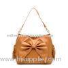 Ruffle Camel Colored Cross Shoulder Handbags Trendy , Soft Leather