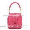 Pink Textured Crossbody Mini Handbag PU With Zipper , Single Strap
