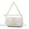 Ostrich White Mini Crossbody Handbag For Juniors With Gold Metal Chain