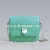 Green Mini Crossbody Handbag With Metal Chains For Office Lady