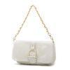 White Ostrich Leather Animal Print Handbags With Matal Chain Strap