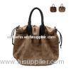 Zipper Closure Leather Animal Print Handbags Large For Traveling