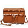 Brown Mini Woven Leather Handbags For Women With Twist Lock