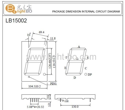 Einstellige 5-Zoll-7-Segment-LED-Anzeige, verschiedene Farben erhältlich