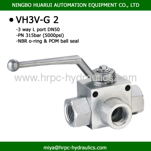 BSP female thread 2 inch carbon steel valve 3-way type high pressure ball valve