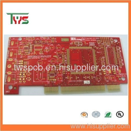 FR4 red solder mask gold finger pcb board