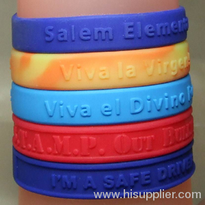 debossed swirl color silicone wristbands