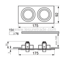 Led Ceiling Light 3x3x1W oxeye Square three in one