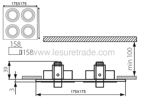 LED CEILING LIGHTS lamp 4*3*1W oxeye Square