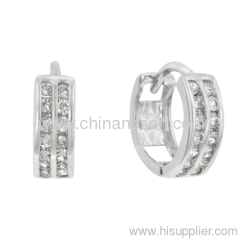 Rhodium Plated Earrings,Fashion Earrings with CZ