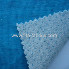 Blue and white interlock fabric blended of wool and polyester