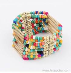 Fashion design strand beads bangle (colourful)