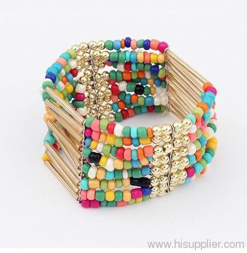 Fashion design strand beads bangle (colourful)