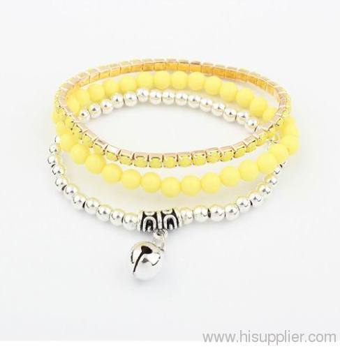 Fashion multilayer with bell charm bangle(Light yellow)