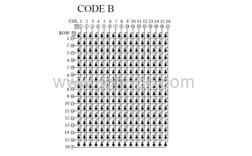 Branco brilhante Ultra 1,8 milímetro 16 x 16 Dot Matrix Display LED para quadro de mensagens, 40 x 40 x 3,5 milímetros