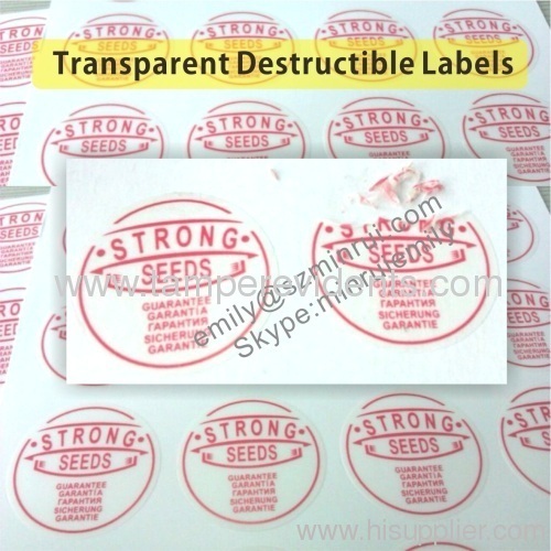 Transparent Circle Destructible Vinyl Labels