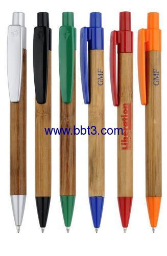 Promotional bamboo ballpoint pen with solid color clips