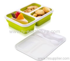New 3 Grids Silicone Collapsible Lunch Box