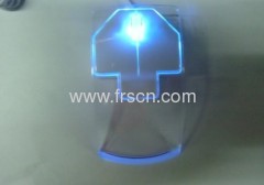 Blue led transparent wired computer rocket mice