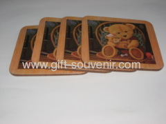 MDF+cork+paper print+PP lamination coasters