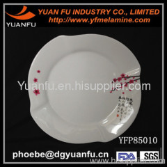 Melamine hotel use printing flower shaped plates