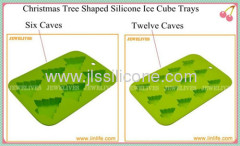 Green christmas tree shape ice cube tray with 6 cavities