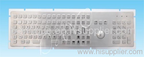 105 keys IP65 rated stainless steel industrial kiosk keyboard with trackball