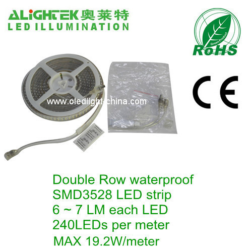 Highest brightness IP65 96W double row 3528 LED strip light ribbon with 1200LED