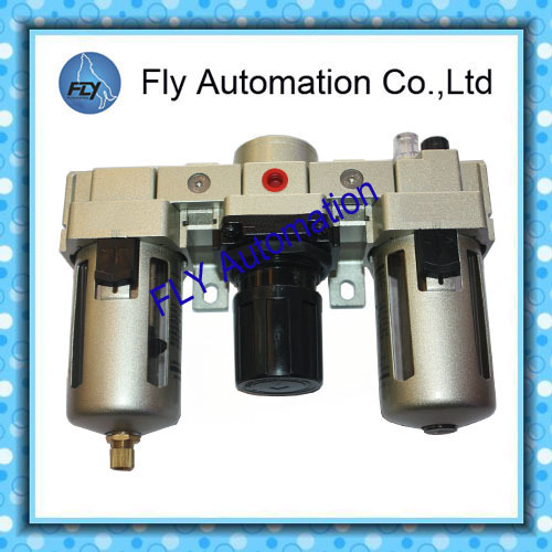 Grey Metal SMC Air Filter Regulator Lubricator AC4000-04