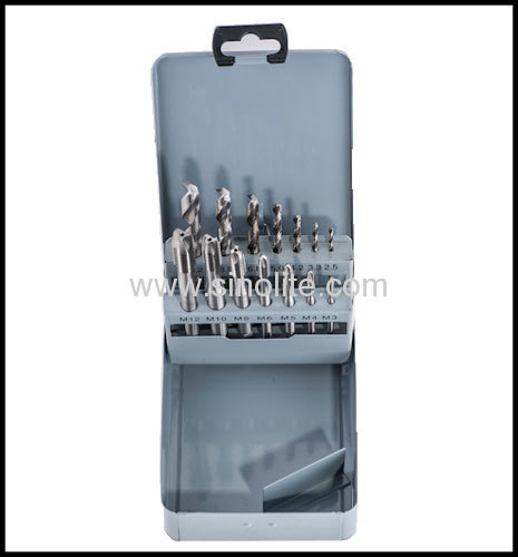 14pcs of Taps and Drill set ISO TAPS 14PCS Taps:M3,M4,M5,M6,M8,M10,M12 Drills:2.5 3.3 4.2 5.0 6.8 8.5 10.2