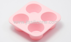 pink round Silicone cake mold in 4 cavities for muffin/jelly/candy