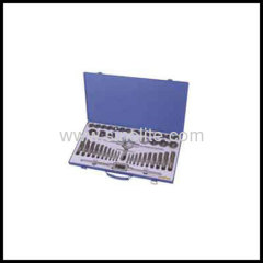 45pcs of Taps and Dies set ASME/ANSI B94.9, 20pcs round dies, 20pcs taps, 1pc die stock,tap wrench,screwdriver