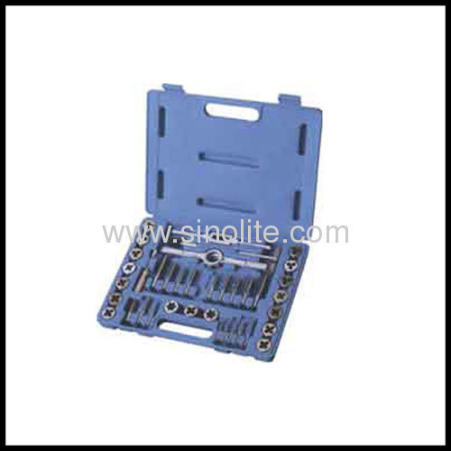 39pcs Taps and Dies set 17pcs round dies, 17pcs taps, 1pc die stock, 1pc tap wrench, screwdriver,T-type wrench, gauge