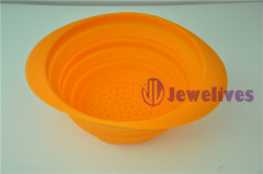 Orange Food safe Silicone steamer, foldable silicone pot