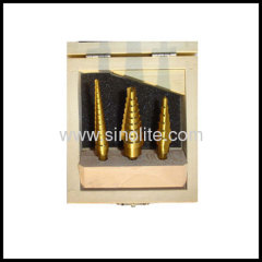 3pcs/set HSS Titanium Finish Step Drill Set