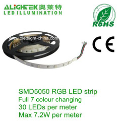 36W DC12V 30pcs per meter SMD5050 RGB full color changing LED ribbon light stripe