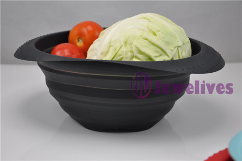 8.5inch Black Collapsible silicone pasta baskets/noodle strainer