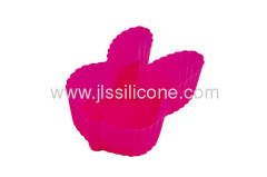 Red rabbit shaped silicone muffin baking pan