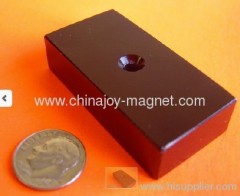 N42 Epoxy+Ni 2 in x 1 in x 1/2 in w/CounterSunk Hole Neodymium Magnet