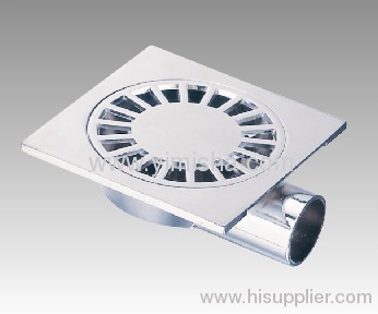 Square Zinc Alloy Chrome Plated Floor Drain with Outlet Diameter 32 mm of Elbow