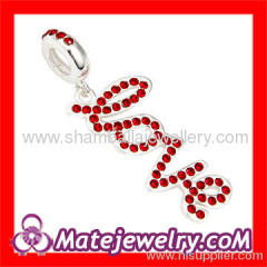 european rhinestone love charms